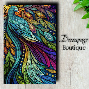 Rainbow Peacock Decoupage Tissuepapier