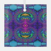 Rainbow Peacock Fractal Art Swirl Suncatcher Glas Ornament (Voorkant)