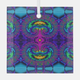 Rainbow Peacock Fractal Art Swirl Suncatcher Glas Ornament