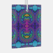 Rainbow Peacock Fractal Art Swirl Suncatcher Glas Ornament (Voorkant Rechts)