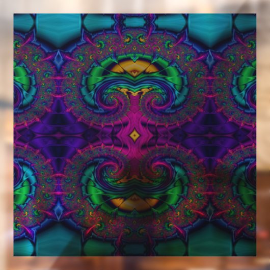 Rainbow Peacock Fractal Swirl gekleurd glas Kijk Raamsticker (Vel 2)