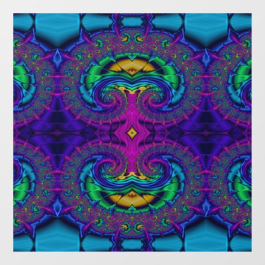 Rainbow Peacock Fractal Swirl gekleurd glas Kijk Raamsticker (Vel)