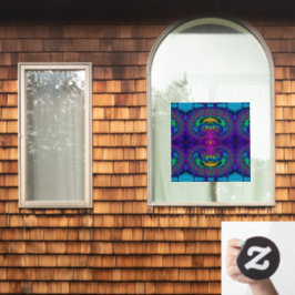 Rainbow Peacock Fractal Swirl gekleurd glas Kijk Raamsticker