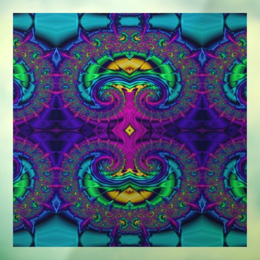 Rainbow Peacock Fractal Swirl gekleurd glas Kijk Raamsticker (Vel 3)