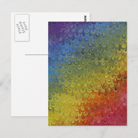 Rainbow Peacock geverfd marmer paper Briefkaart (Voorkant / Achterkant)