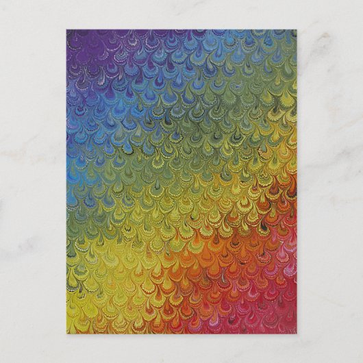 Rainbow Peacock geverfd marmer paper Briefkaart (Voorkant)