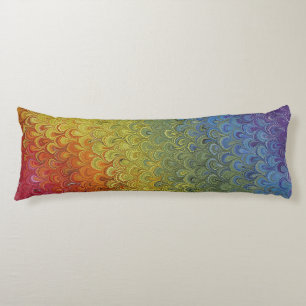 Rainbow Peacock geverfd marmer paper Lichaamskussen