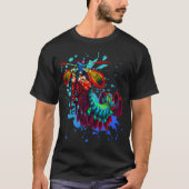 Rainbow Peacock Mantis Shrimp Blue Splash T-shirt (Voorkant)