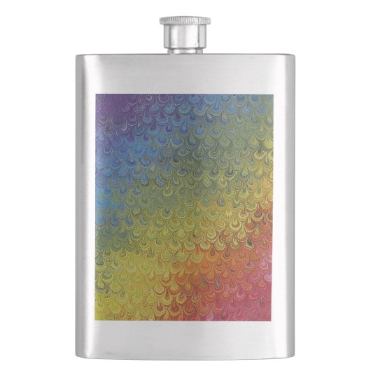 Rainbow Peacock Marble Heupfles (Voorkant)