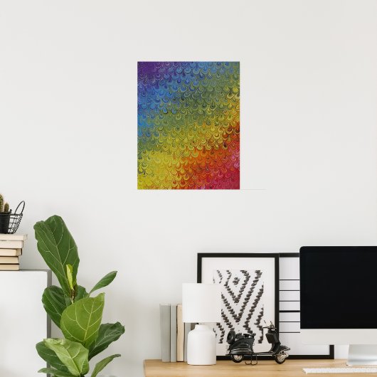 Rainbow Peacock Marble Poster (Thuiskantoor)