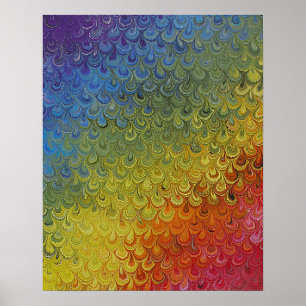 Rainbow Peacock Marble Poster