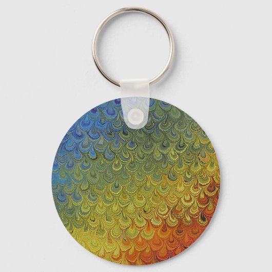 Rainbow Peacock Marble Sleutelhanger (Voorkant)