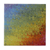 Rainbow Peacock Marble Tegeltje (Voorkant)