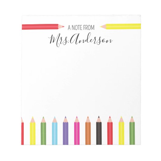 Rainbow Pencil Opmerking van de leraar Notitieblok (Voorkant)