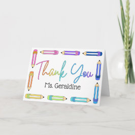 Rainbow Pencil Teacher Bedankt Card