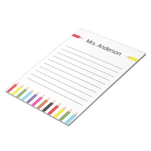 Rainbow Pencil Teacher Notitieblok (Schuin)