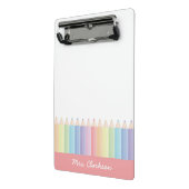Rainbow Pencils Gepersonaliseerde Leraar Mini Klembord (Angled2)