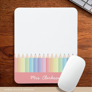 Rainbow Pencils Gepersonaliseerde Leraar Muismat