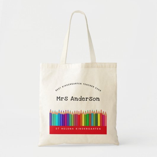 Rainbow Pencils Kindergarten Teacher Gift Tote Bag (Voorkant)