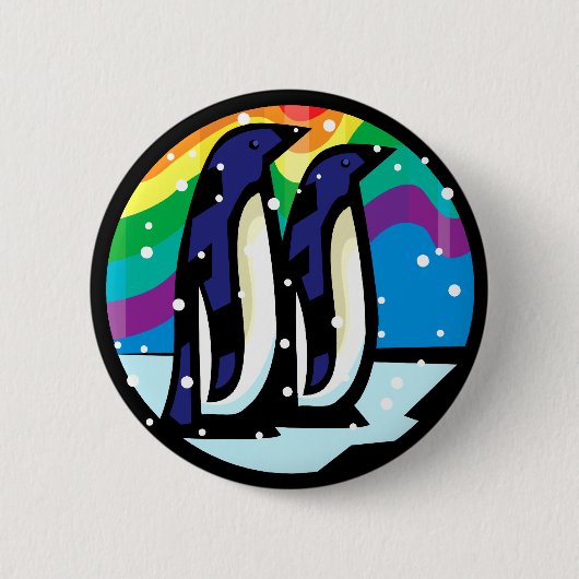 Rainbow Penguin Ronde Button 5,7 Cm (Voorkant)