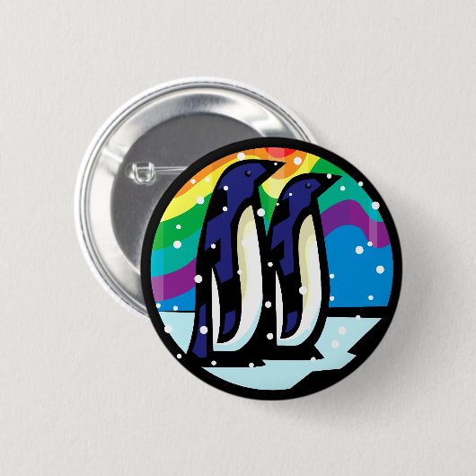 Rainbow Penguin Ronde Button 5,7 Cm (Voorkant /achterkant)