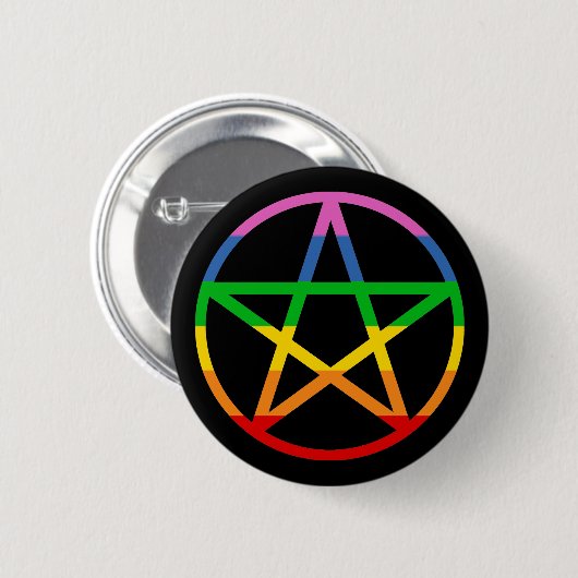 Rainbow Pentacle Ronde Button 5,7 Cm (Voorkant /achterkant)