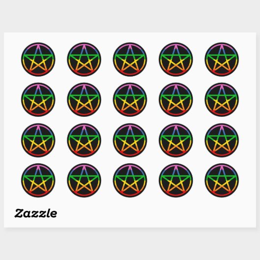 Rainbow Pentacle Ronde Sticker (Vel)