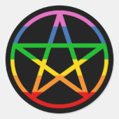 Rainbow Pentacle Ronde Sticker (Voorkant)