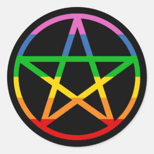 Rainbow Pentacle Ronde Sticker