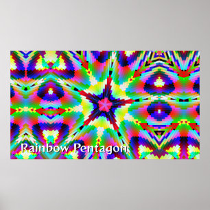 Rainbow Pentagon Star (U kunt de woorden verandere Poster