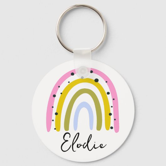 Rainbow Personalized Name Keychain Custom Gift (Voorkant)