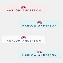 Rainbow Personalized Name School Waterproof Modern Labels