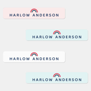 Rainbow Personalized Name School Waterproof Modern Labels