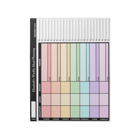 Rainbow Personalized Weekly Meal Planning Notitieb Notitieblok (Linkerzijde)