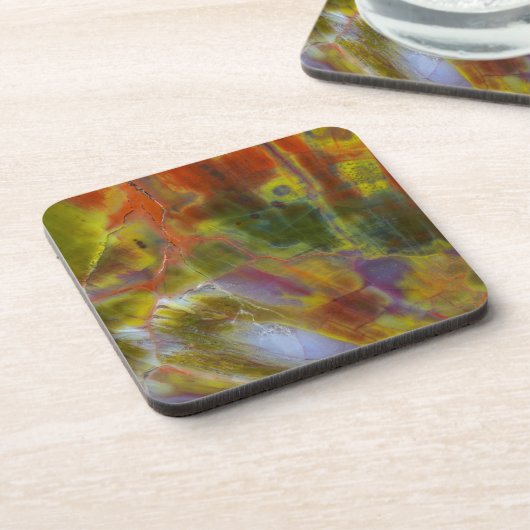 Rainbow Petrified Wood Bier Onderzetter (Linkerzijde)