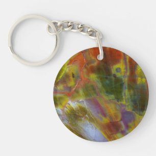 Rainbow Petrified Wood Sleutelhanger