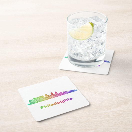 Rainbow Philadelphia skyline Kartonnen Onderzetters (Insitu)