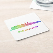 Rainbow Philadelphia skyline Kartonnen Onderzetters (Schuin)