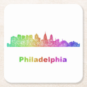Rainbow Philadelphia skyline Kartonnen Onderzetters