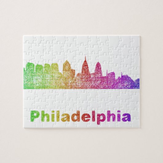 Rainbow Philadelphia skyline Legpuzzel (Horizontaal)