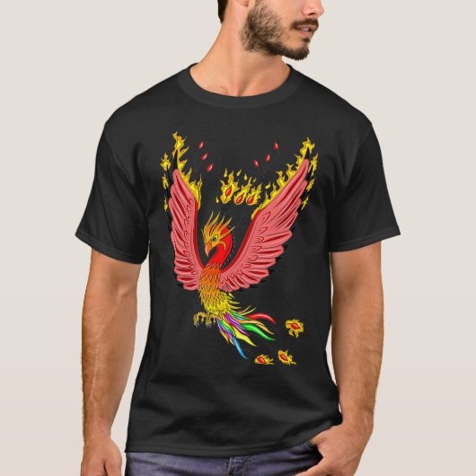 Rainbow Phoenix Fire Bird T-shirt (Voorkant)