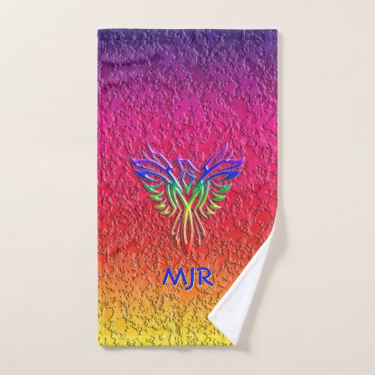 Rainbow Phoenix Rising LBGTQ+ met uw initialen Bad Handdoek (Handdoek)