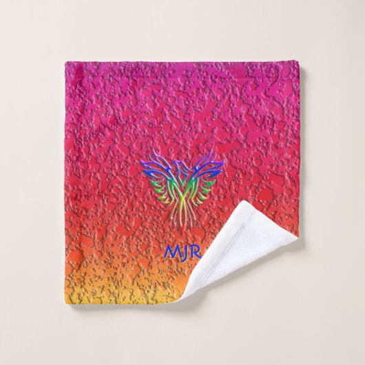 Rainbow Phoenix Rising LBGTQ+ met uw initialen Bad Handdoek (Wasdoekje)