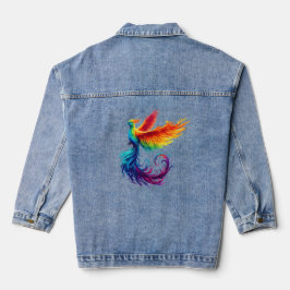 Rainbow Phoenix Rising met Pride LGBTQ Bird Denim Jacket