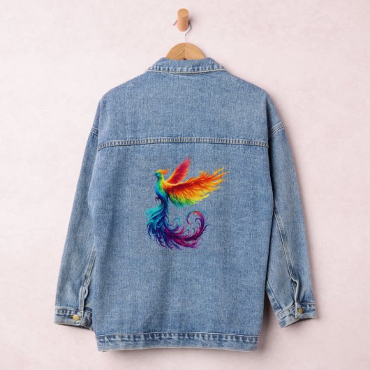 Rainbow Phoenix Rising met Pride LGBTQ Bird Denim Jacket (Hangar)