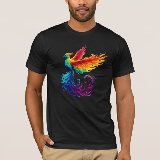 Rainbow Phoenix Rising met Pride LGBTQ Bird T-shirt (Voorkant)