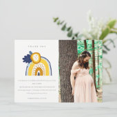Rainbow Photo Baby shower van Bright Navy Yellow F Bedankkaart (Staand voorkant)