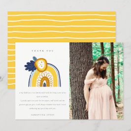 Rainbow Photo Baby shower van Bright Navy Yellow F Bedankkaart