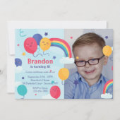 Rainbow Photo Birthday Invitation Kaart (Voorkant)