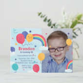 Rainbow Photo Birthday Invitation Kaart (Staand voorkant)
